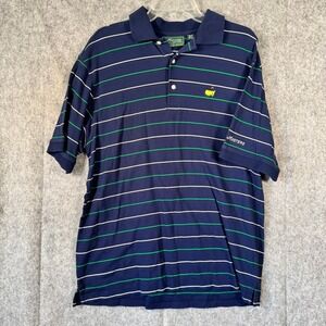 Vtg Masters Collection Striped Golf Polo Shirt Mens Large Navy Green Augusta